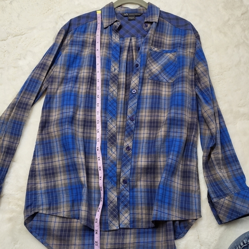 Armani exchange button down xsmall blue gray excellent condition with no wear xs